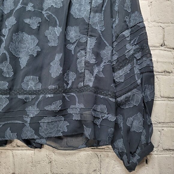 Joie Chaylse Floral Embroidery Lace Trim Blouse In Deep Sea Size XS - Picture 7 of 14